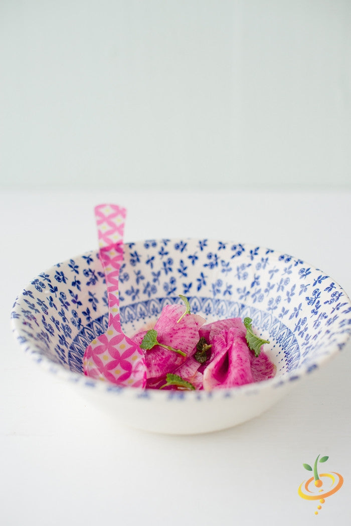 Pink radish seeds from SeedsNow, showing fresh pink radish roots and vibrant seed packets for planting.